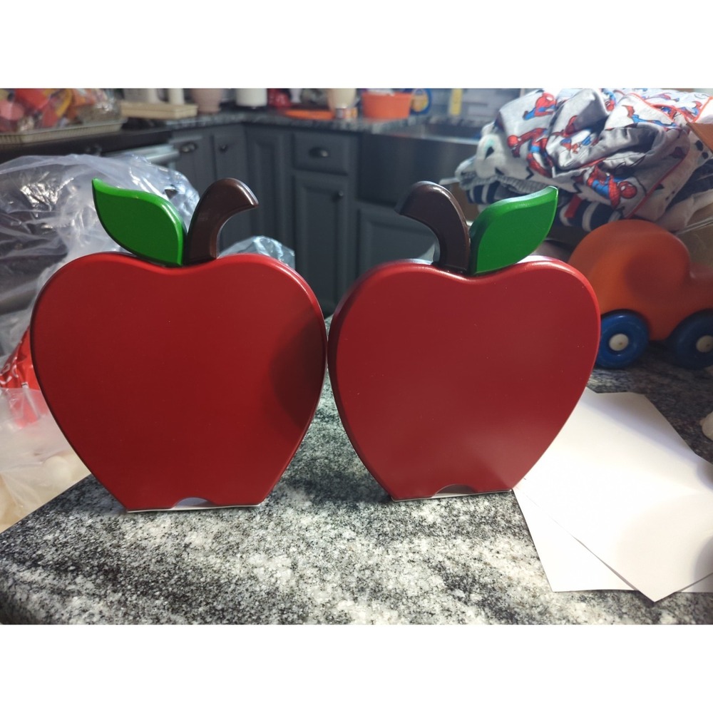 Vintage Wooden Apple Bookends Teacher Classroom Decor Red Apple Book Ends